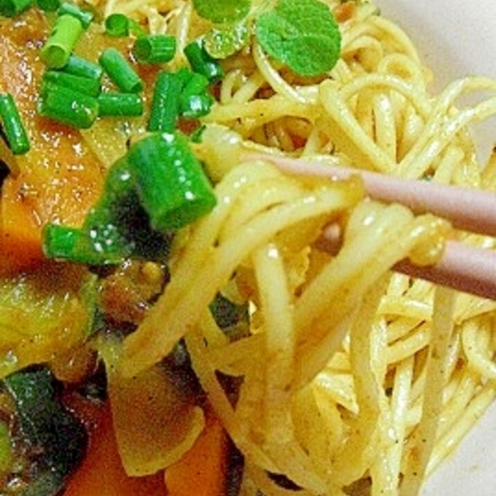 カレースパゲティ風☆素麺チャンプルー
